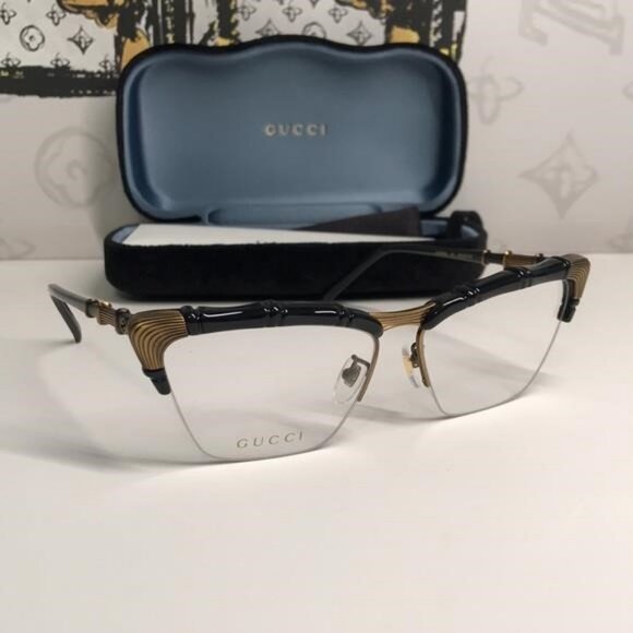 New Authentic Gucci Black and Brown Eyeglasses GG0660o 001 - Picture 7 of 12